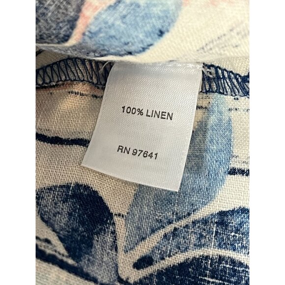 J Jill Pure Jill Linen Sleeveless Floral Blouse Navy Blue Lightweight Top XS - Picture 4 of 8